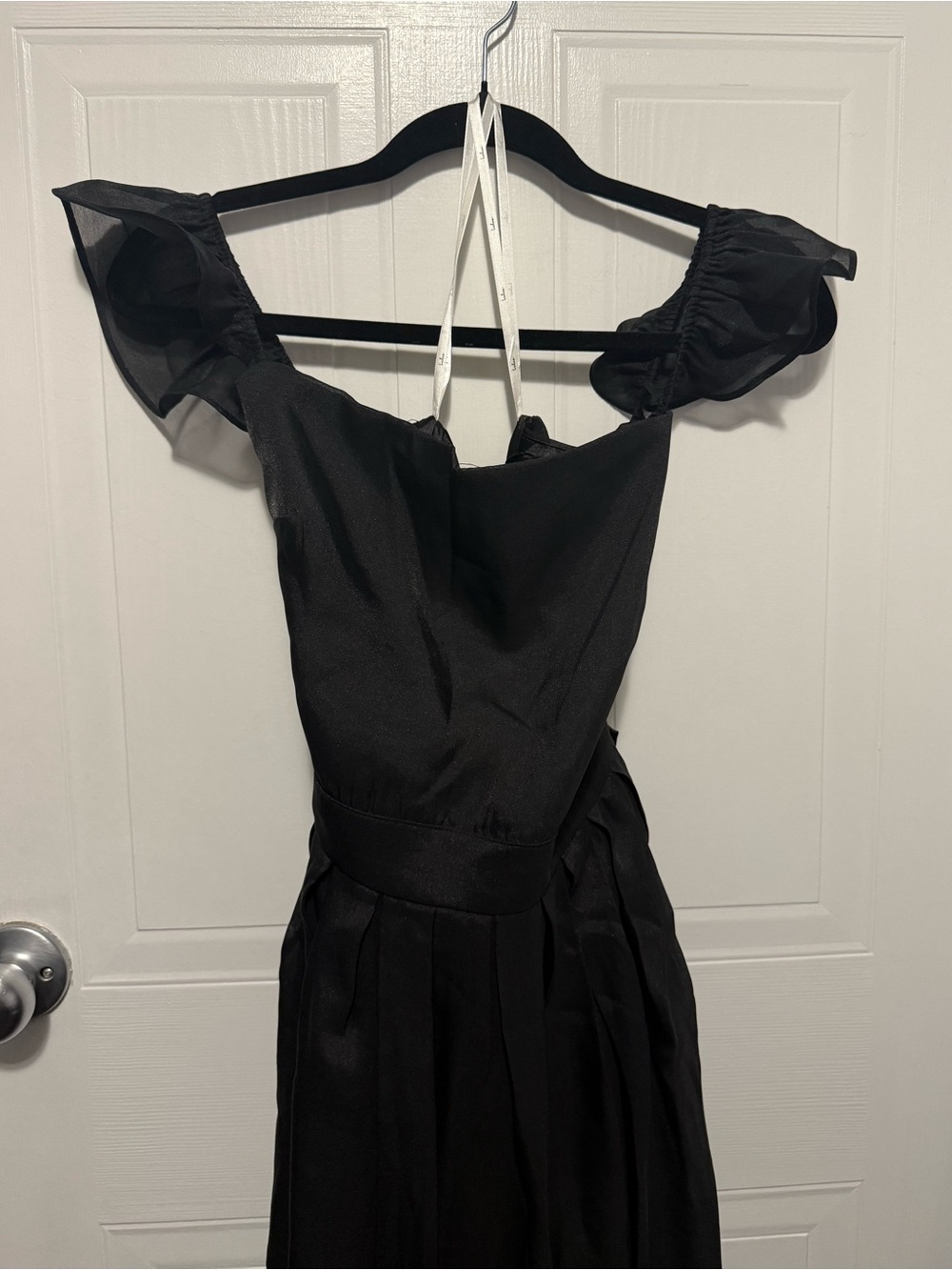Lulu's Black One-Shoulder Ruffle Evening Gown